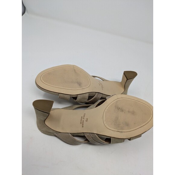 Cole Haan April Suede Mule Sandals Heels Embossed Leather Natural Size 7B NWOB - Picture 7 of 7